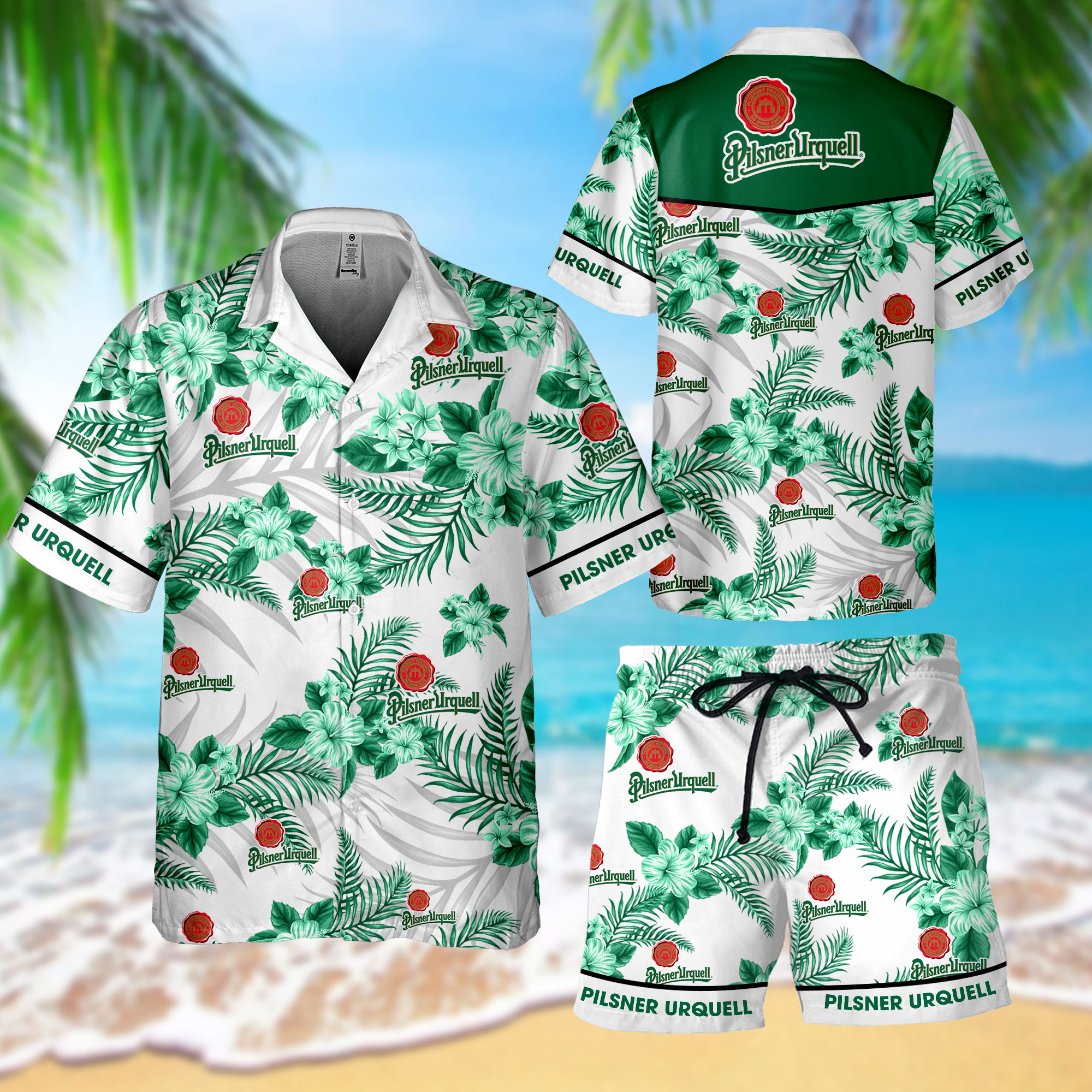 NEW Pilsner Urquell Hawaii Shirt, Shorts