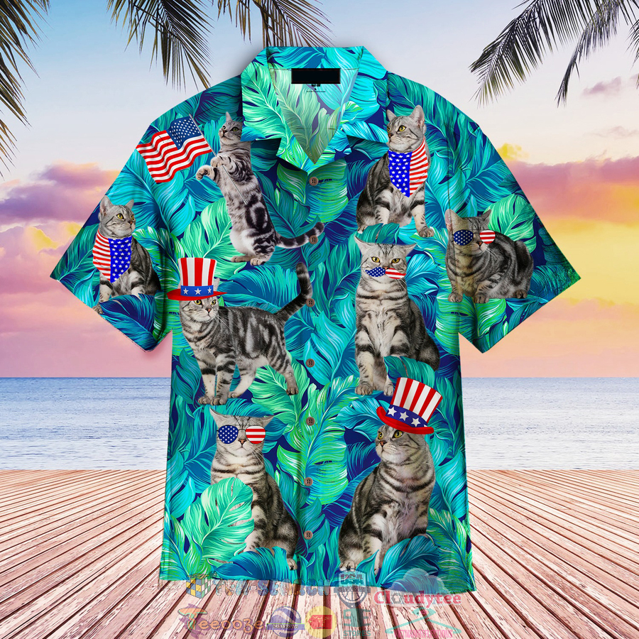 4th Of July Independence Day Cat Tropical Hawaiian Shirt