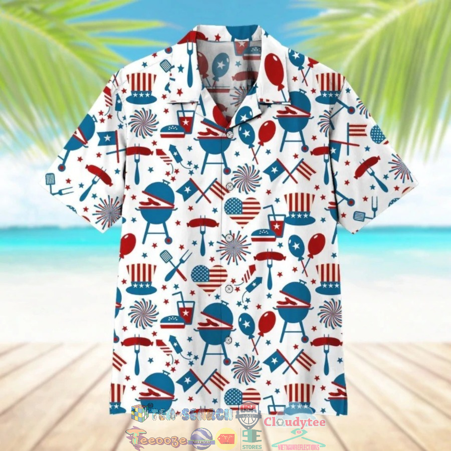 4th Of July American Hot Dogs Hawaiian Shirt