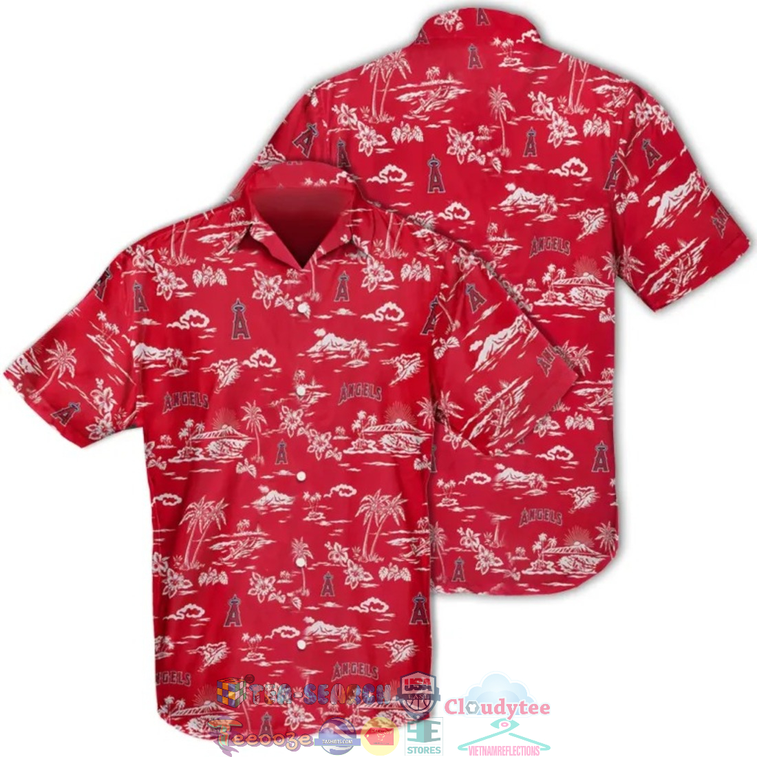 Los Angeles Angels MLB Hibiscus Palm Tree Hawaiian Shirt