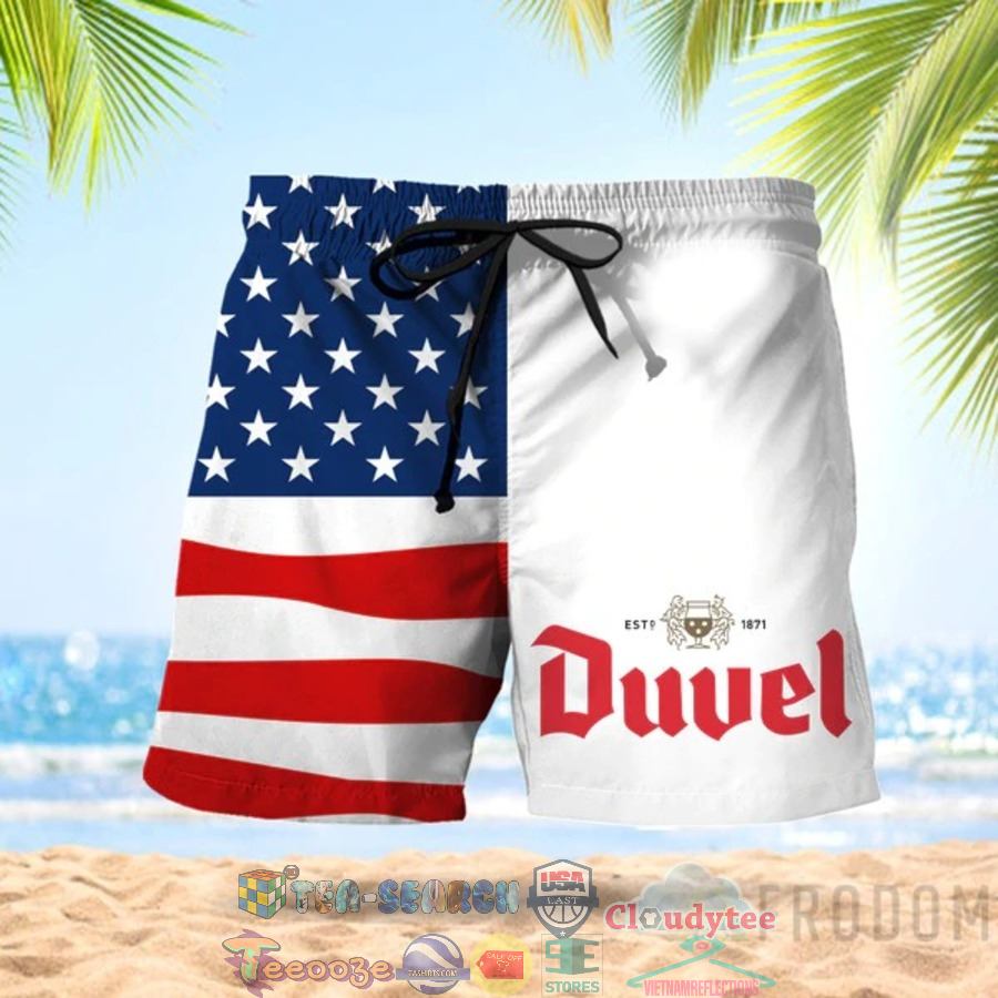 4th Of July Independence Day American Flag Duvel Beer Hawaiian Shorts