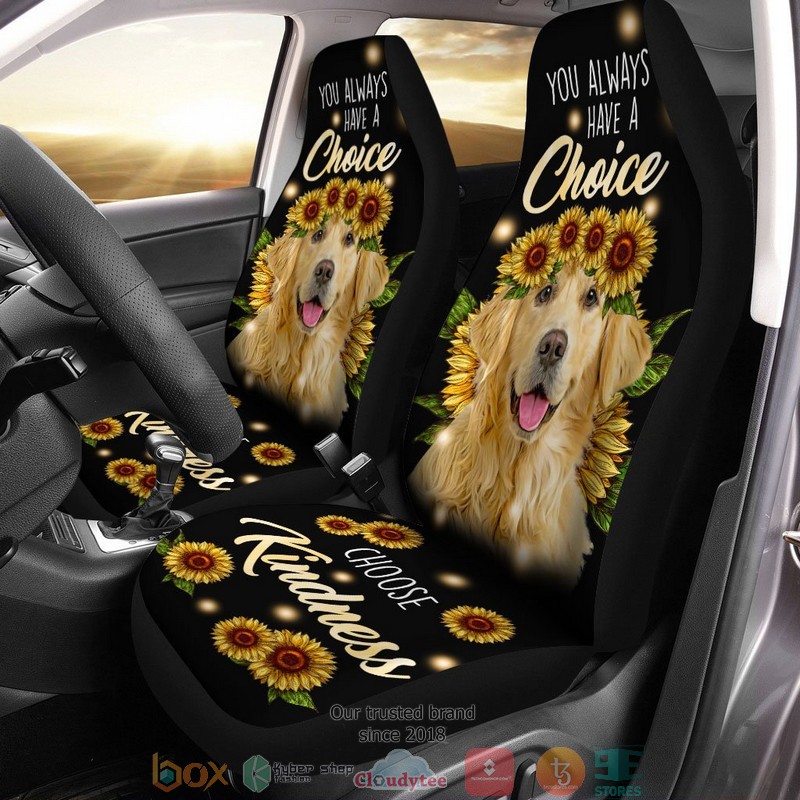 NEW Sunflower Golden Retriever You Always Have A Choice Choose Kindness Dog Car Seat Covers