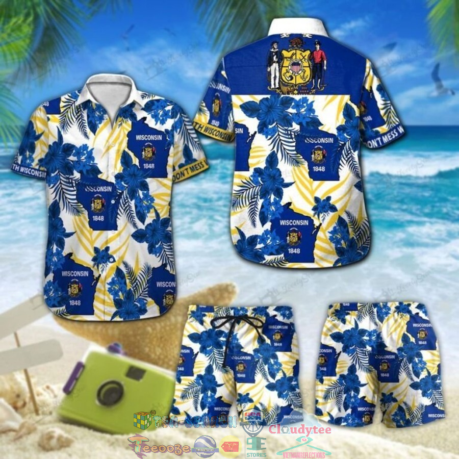 Don’t Mess With Wisconsin Tropical Hibiscus Hawaiian Shirt And Shorts