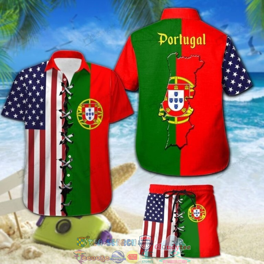 Portugal American Flag Hawaiian Shirt And Shorts