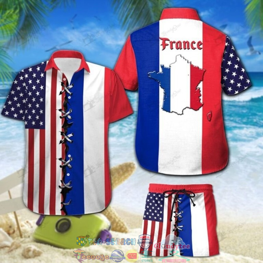 France American Flag Hawaiian Shirt And Shorts