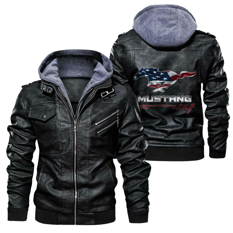 Ford Mustang US Flag Leather Jacket