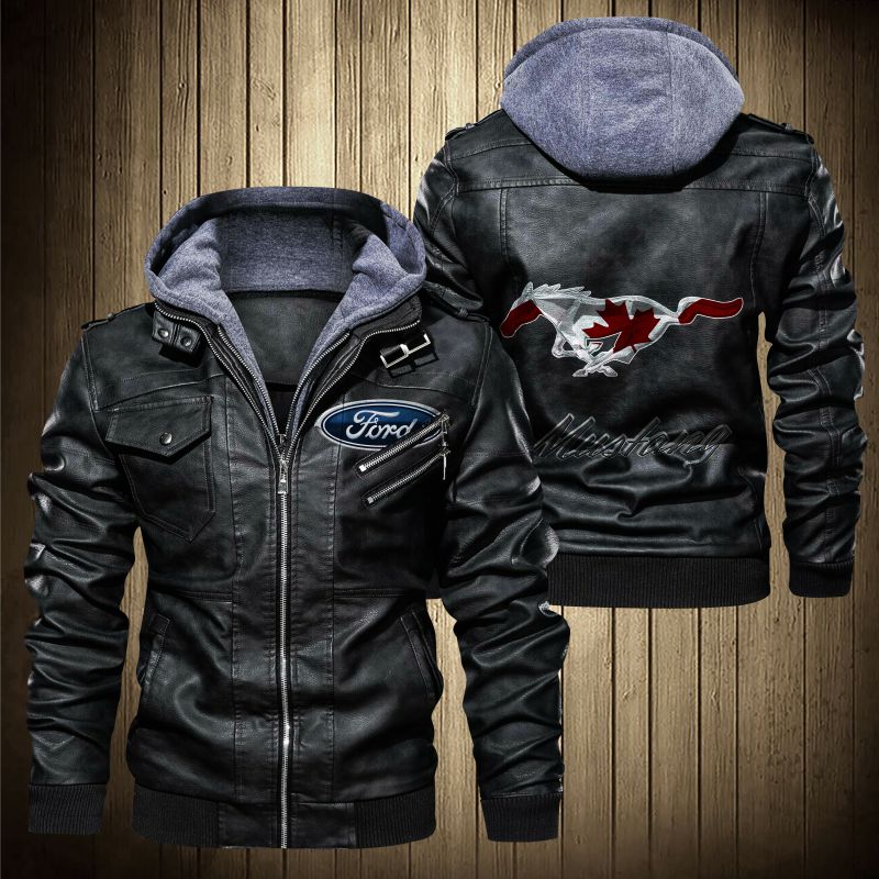 Ford Mustang Horse Logo Leather Jacket