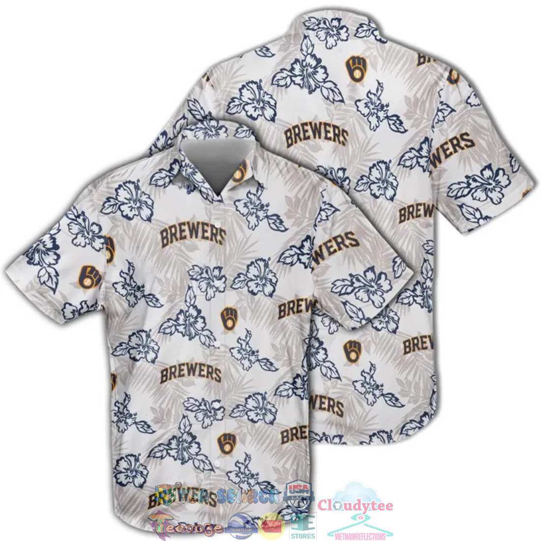 Milwaukee Brewers MLB Hibiscus Tropical Leaves Hawaiian Shirt