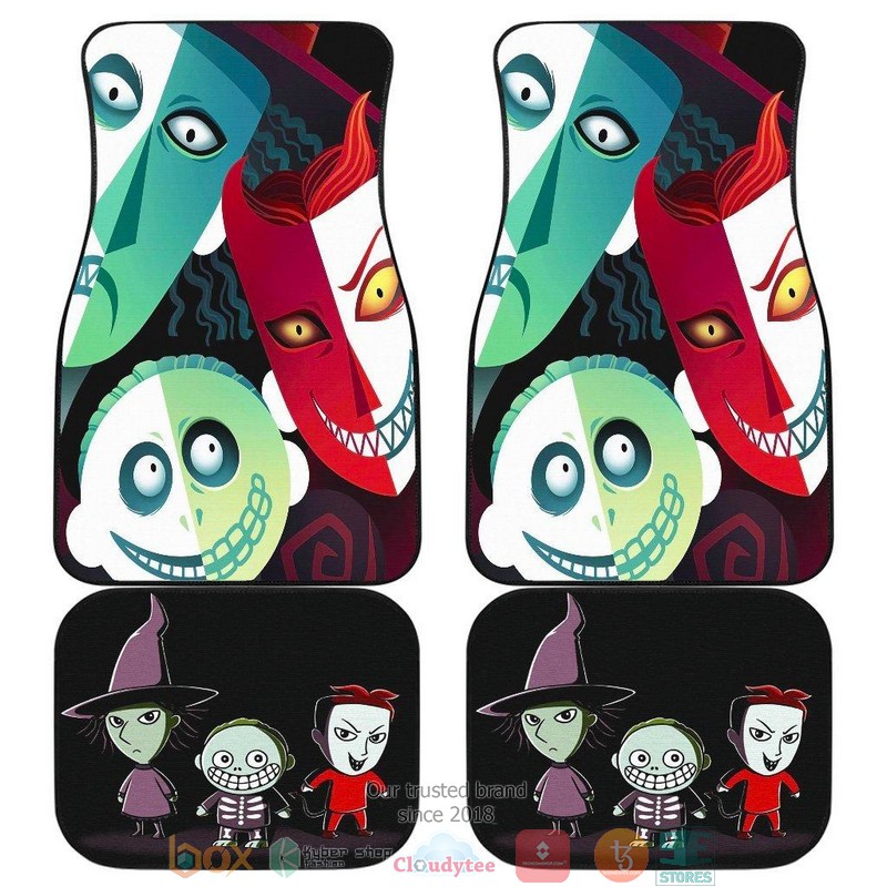 NEW The Nightmare Before Christmas Lock Shock And Barrel Face Car Floor Mats