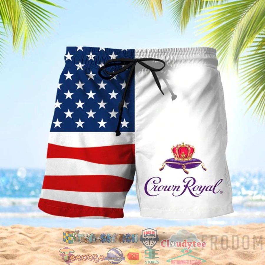 4th Of July Independence Day American Flag Crown Royal Hawaiian Shorts