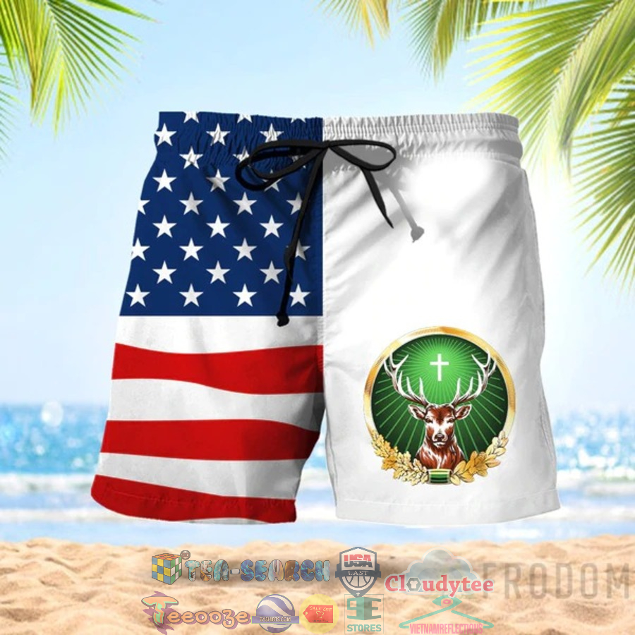 4th Of July Independence Day American Flag Jagermeister Hawaiian Shorts