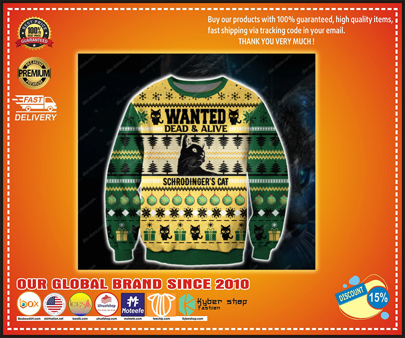 WANTED DEAD & ALIVE SCHRODINGER’S CAT UGLY CHRISTMAS SWEATER – BBS