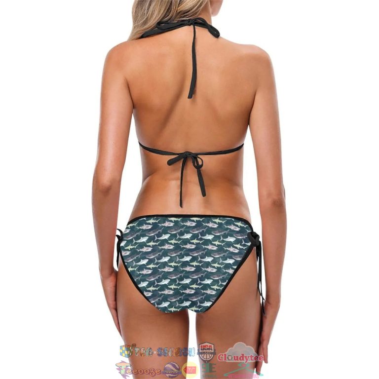 Shark Pattern Print Two Piece Bikini Set Swimsuit Beach