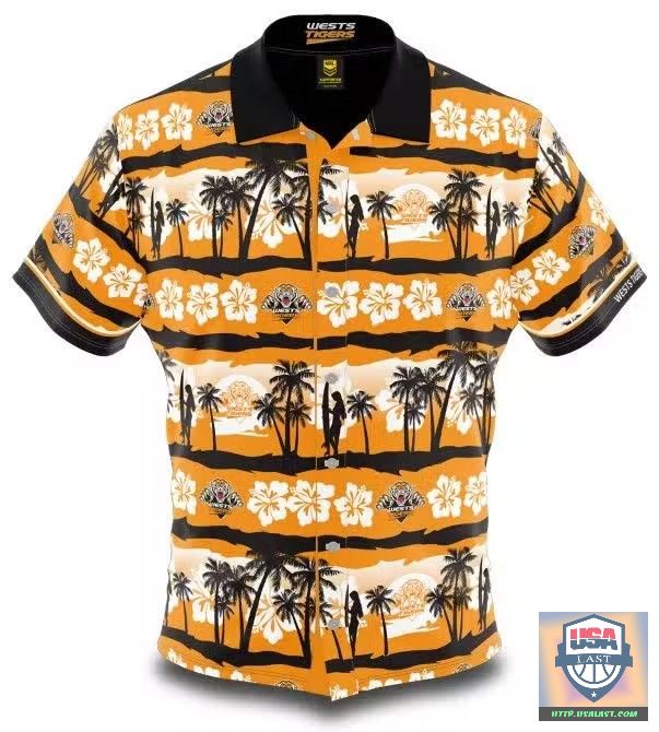 Top Alibaba Wests Tigers Short Sleeve Hawaiian Shirt