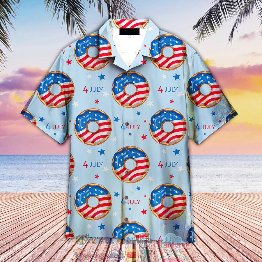 4th Of July Blue And Red Donut Hawaiian Shirt