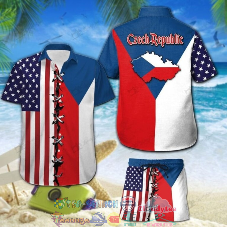 Czech Republic American Flag Hawaiian Shirt And Shorts