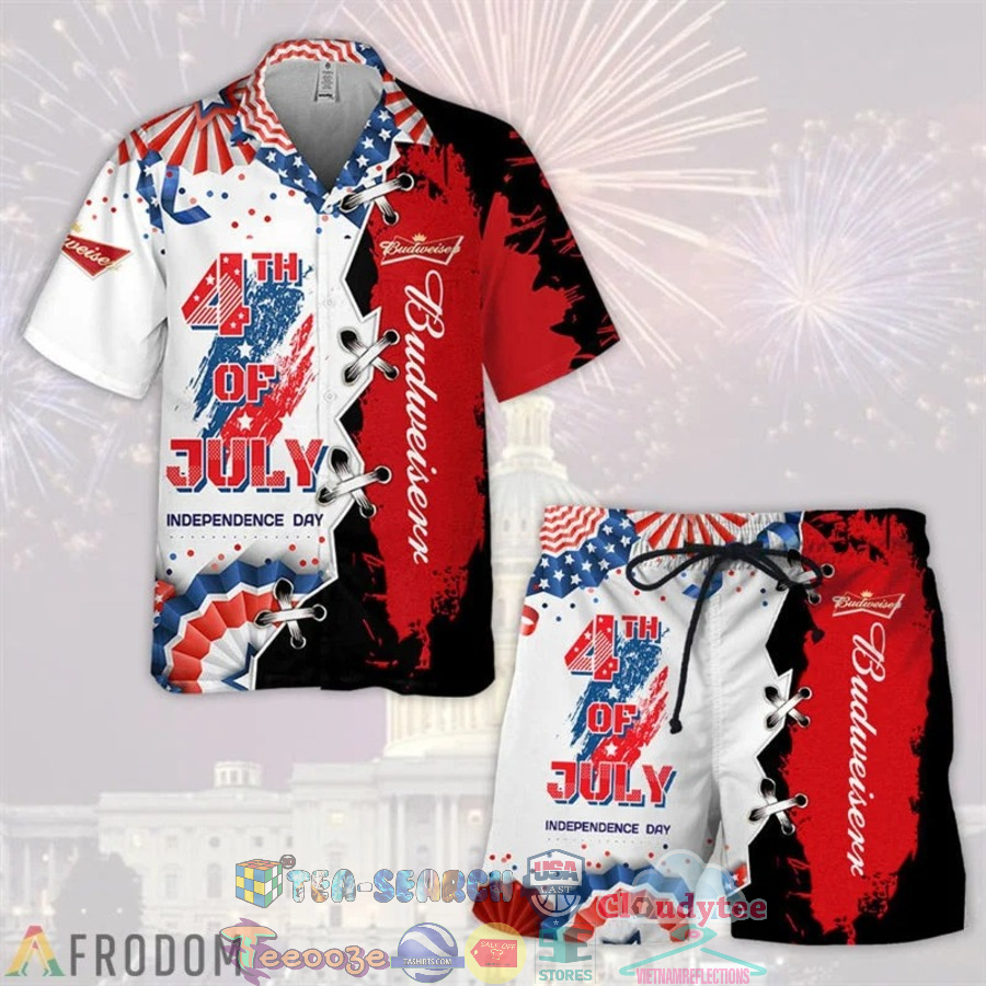 Budweiser Beer Independence Day Hawaiian Shirt And Shorts