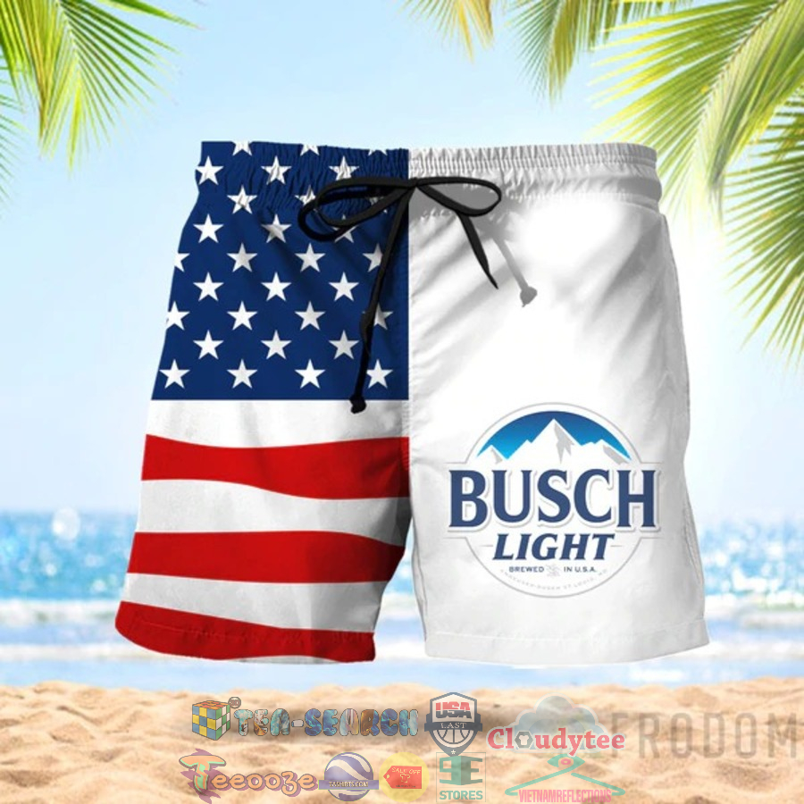 4th Of July Independence Day American Flag Busch Light Beer Hawaiian Shorts