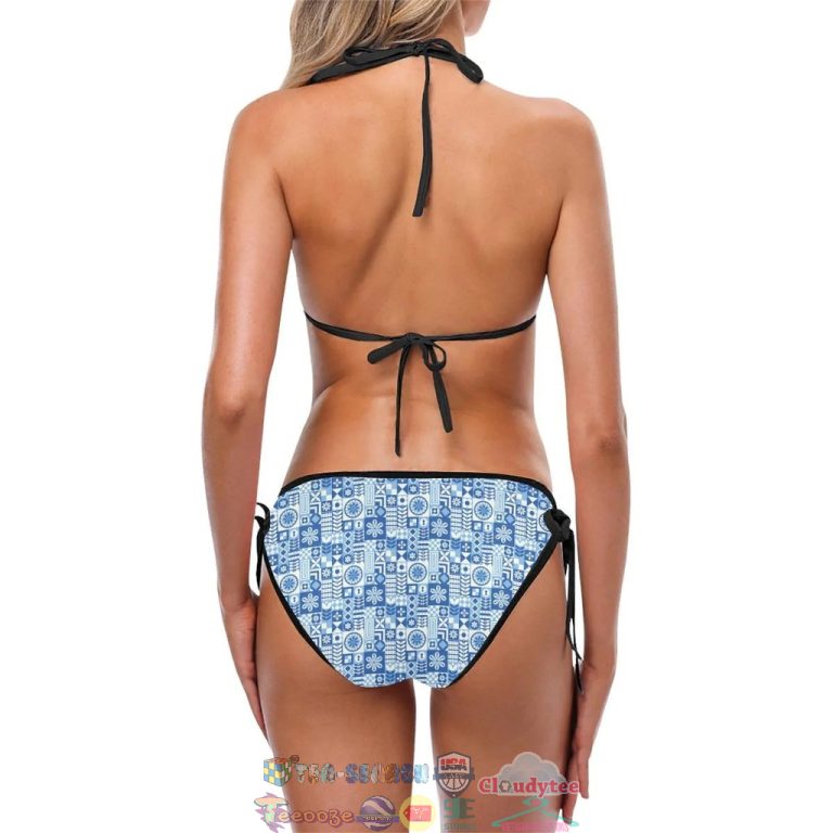 Swedish Print Pattern Two Piece Bikini Set Swimsuit Beach