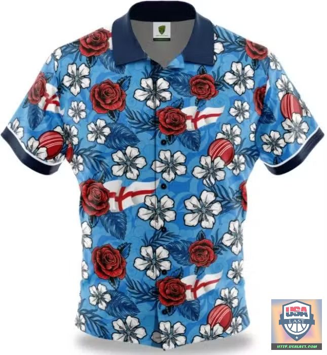 Official England Cricket 2022 'Rosey' Short Sleeve Hawaiian Shirt