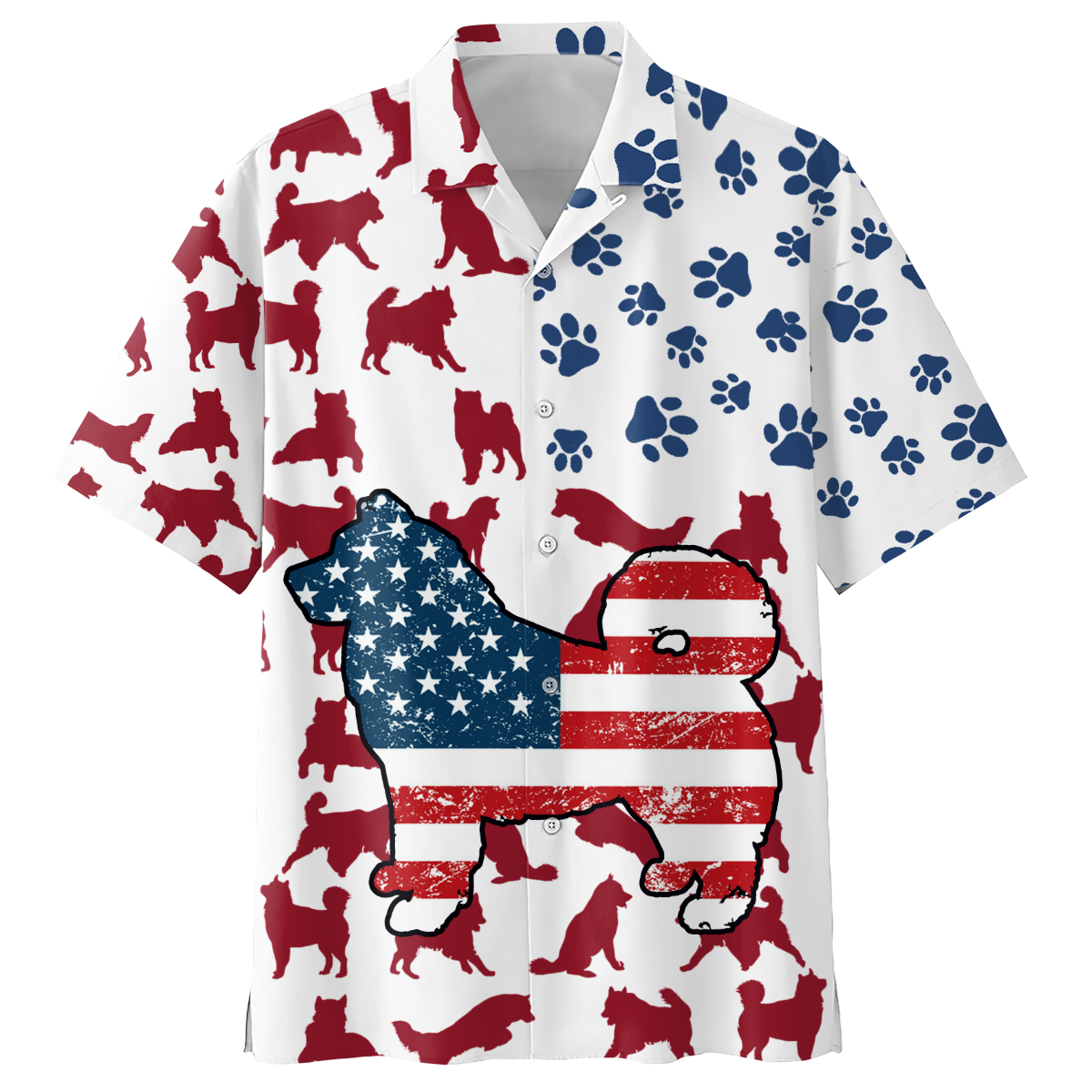 NEW Alaskan Malamutes dog American Flag Hawaii Shirt