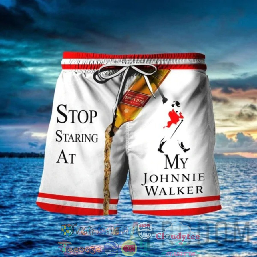 Stop Staring At My Johnnie Walker Whiskey Hawaiian Shorts