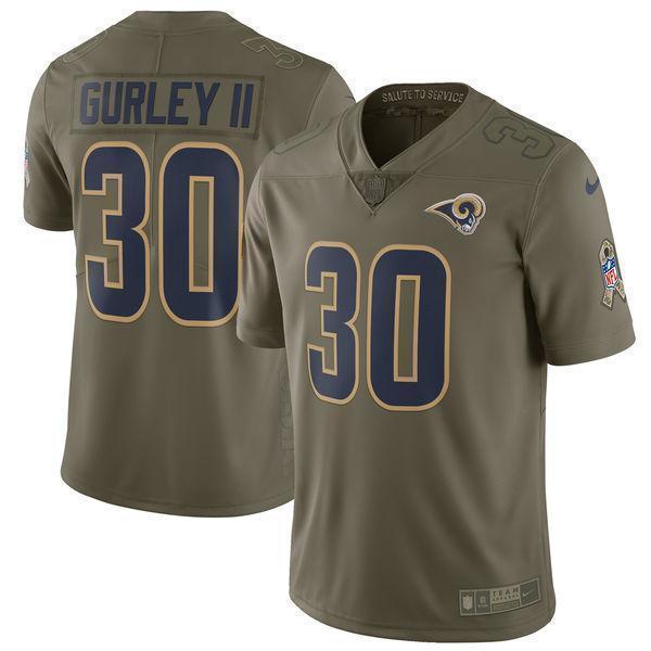 NEW Todd Gurley II Los Angeles Rams Salute To Service Olive Football Jersey