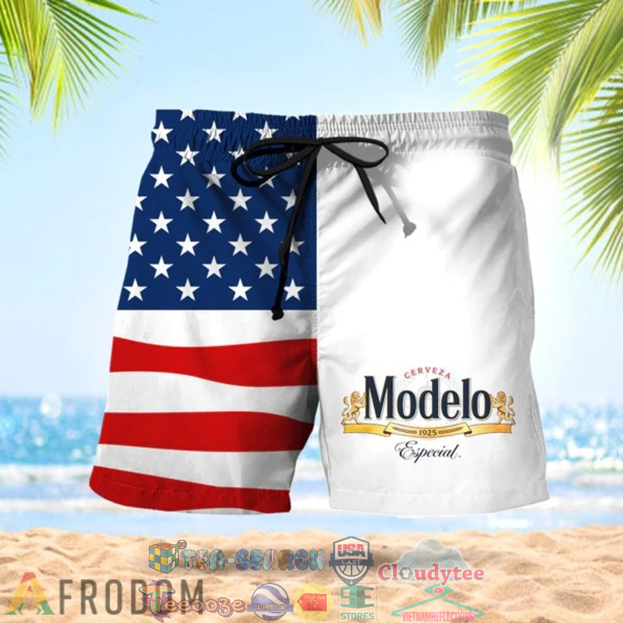 4th Of July Independence Day American Flag Modelo Beer Hawaiian Shorts