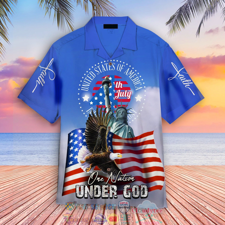 4th Of July Independence Day Eagle One Nation Under God Faith Hawaiian Shirt