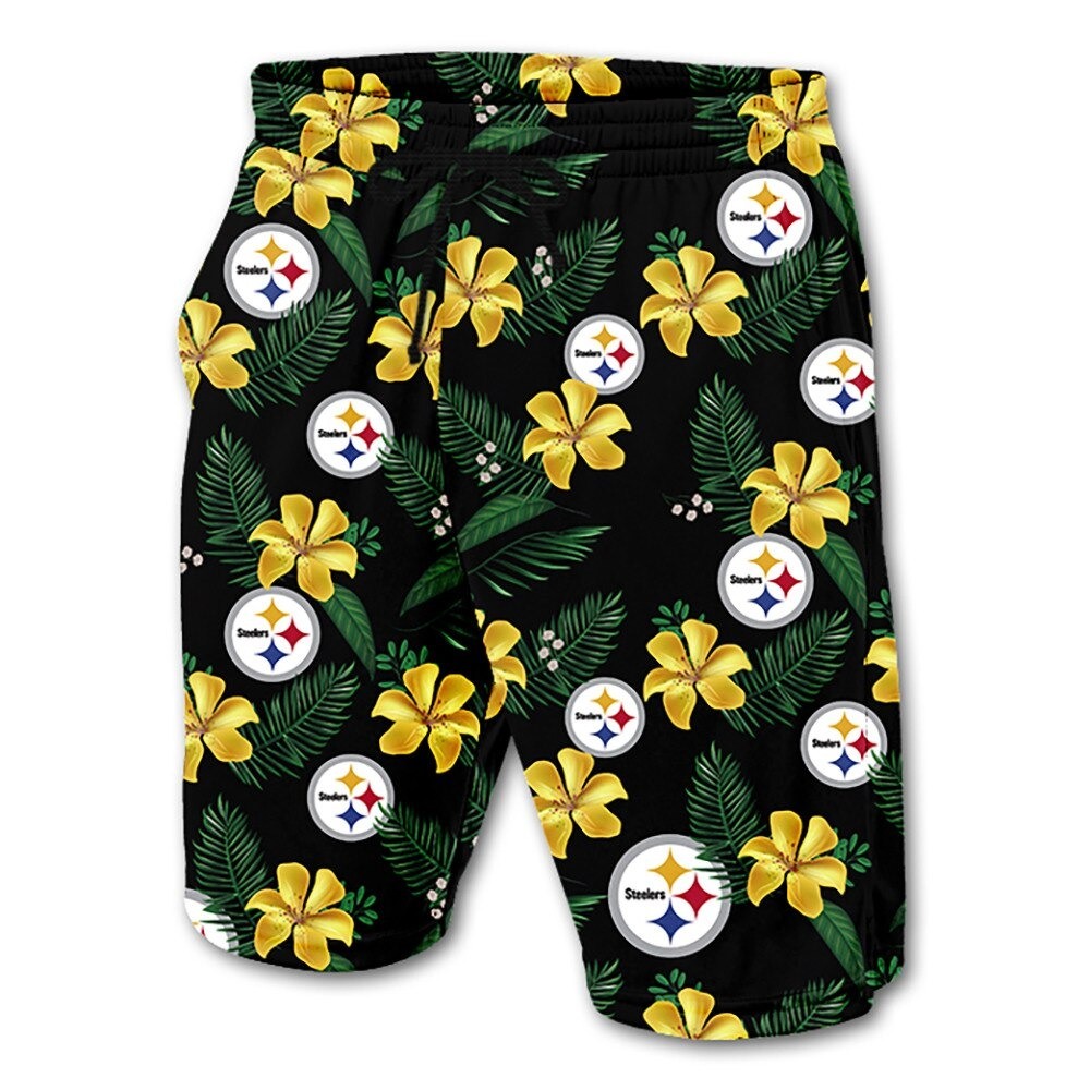 HOT Pittsburgh Steelers flowers Beach shorts