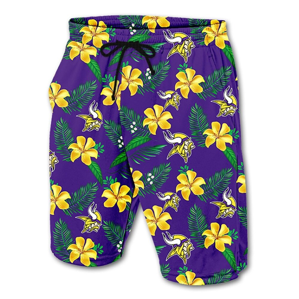 HOT Minnesota Vikings flowers Beach Shorts