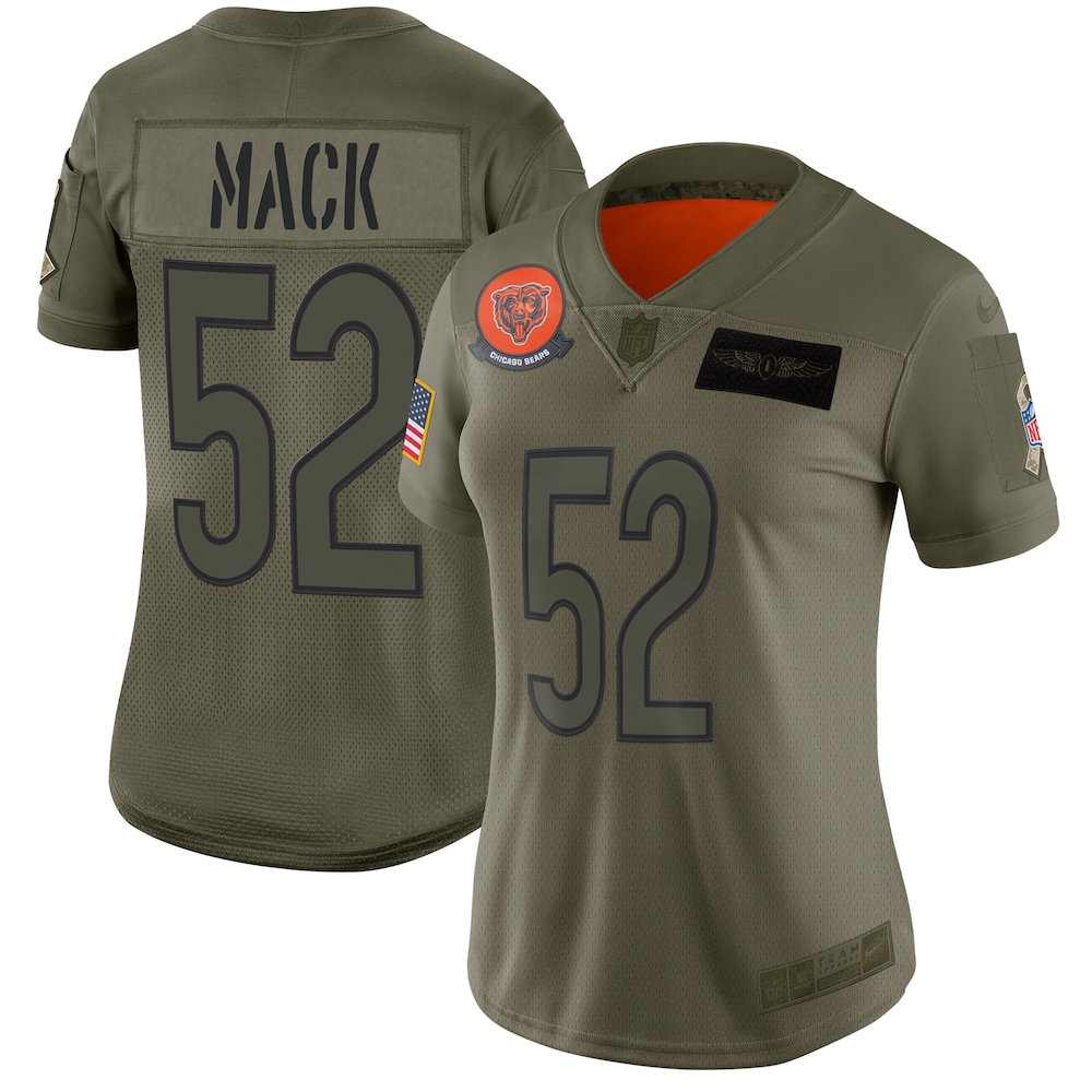 NEW Women’s Chicago Bears Khalil Mack Olive 2019 Salute to Service Football Jersey
