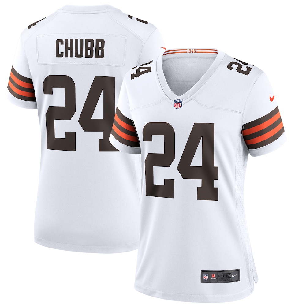 Cleveland Browns Nick Chubb White Football Jersey