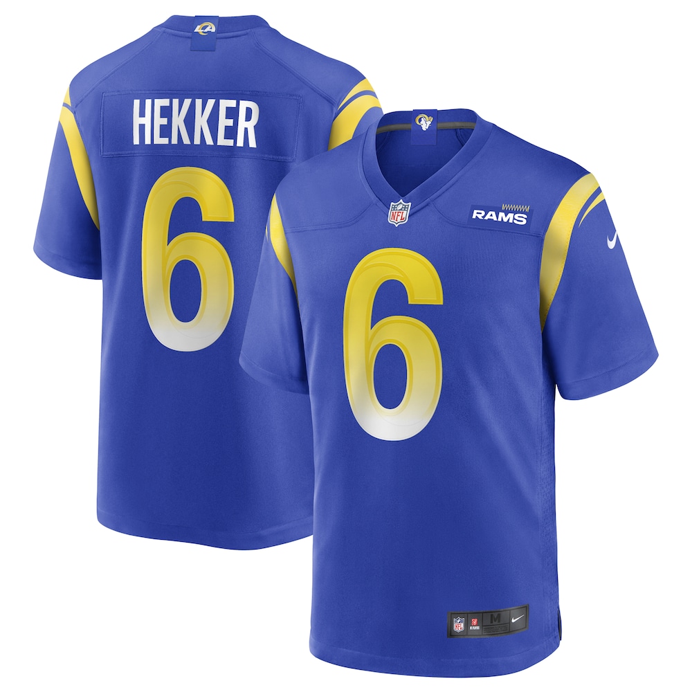 NEW Los Angeles Rams Johnny Hekker Royal Game Player Football Jersey
