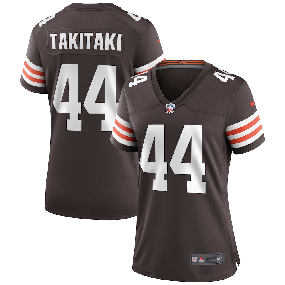 Cleveland Browns 44 Sione Takitaki Brown Football Jersey