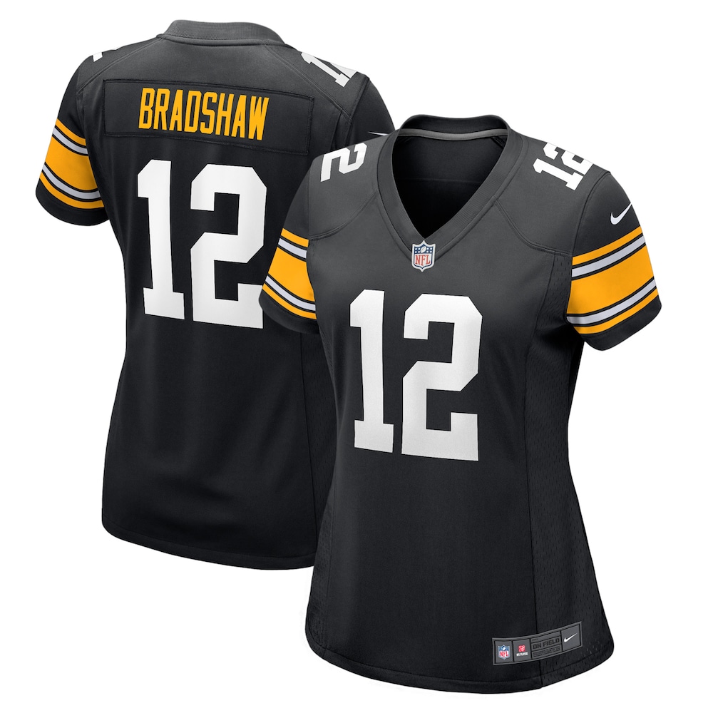 NEW Pittsburgh Steelers Terry Bradshaw 12 Black Football Jersey