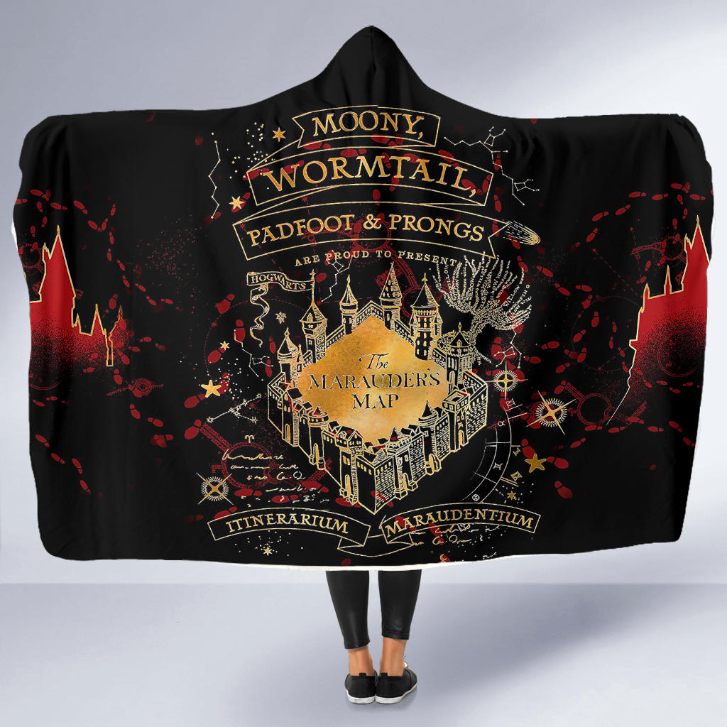 The Marauders Map Glow In The Dark Hooded Blanket