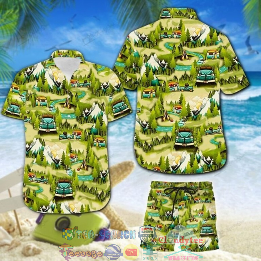 Camping Hawaiian Shirt And Shorts