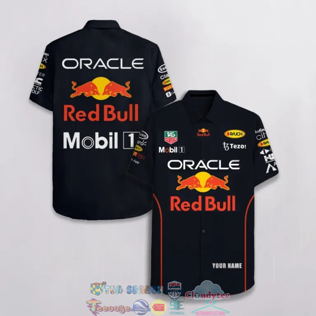 Oracle Red Bull Racing Mobil 1 TAG Heuer Tezos Personalized Name Hawaiian Shirt