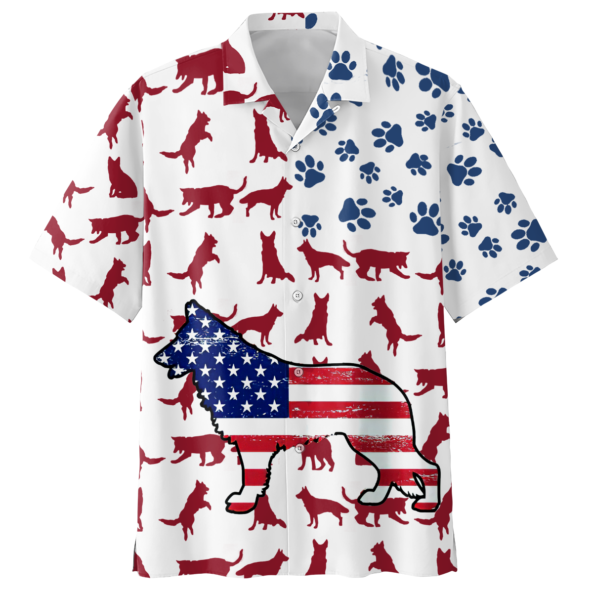 NEW German Shepherd dog American Flag Hawaii Shirt
