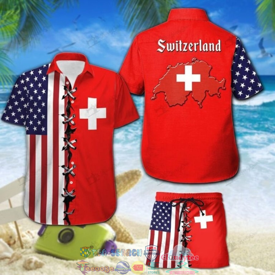 Switzerland American Flag Hawaiian Shirt And Shorts