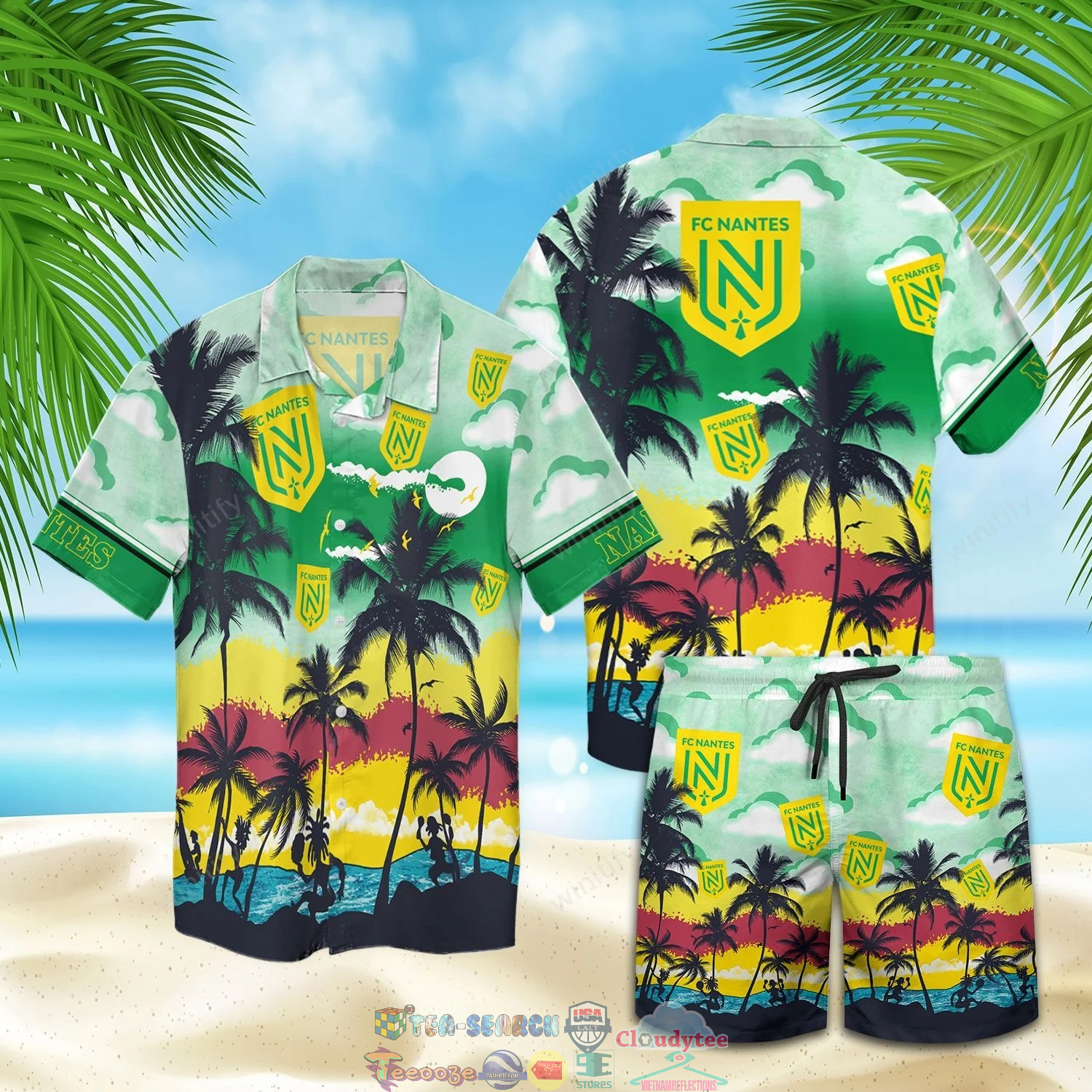 Nantes FC Palm Tree Hawaiian Shirt Beach Shorts