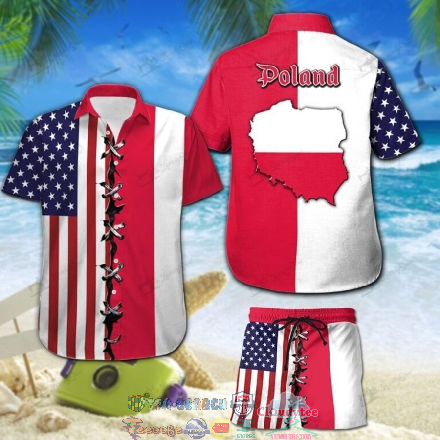 Poland American Flag Hawaiian Shirt And Shorts