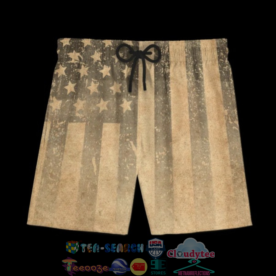 Vintage American Flag Veteran Hawaiian Shorts