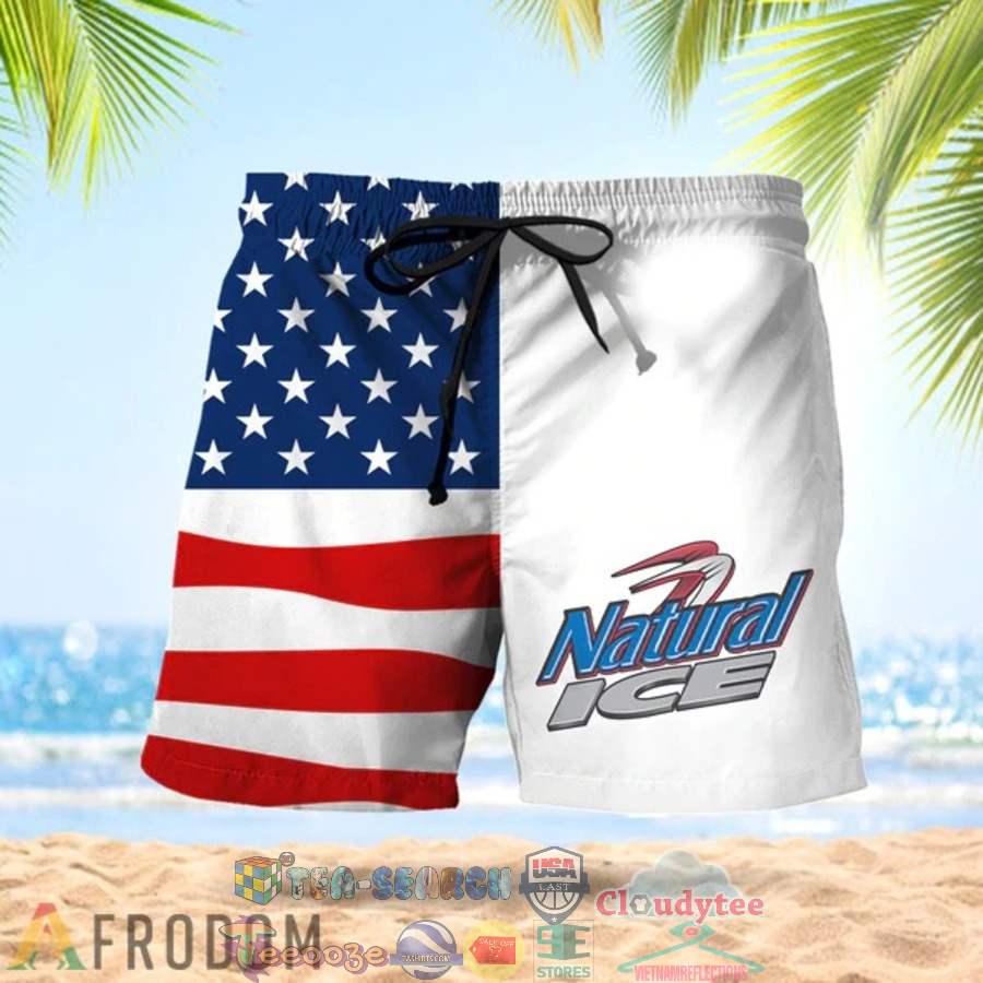 4th Of July Independence Day American Flag Natural Ice Beer Hawaiian Shorts