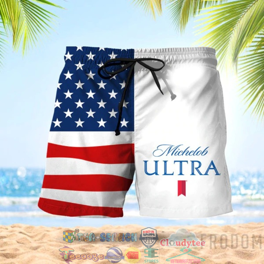 4th Of July Independence Day American Flag Michelob Ultra Beer Hawaiian Shorts