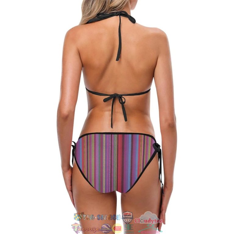 Serape Stripe Print Two Piece Bikini Set Swimsuit Beach