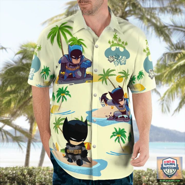 Saleoff Cute Batman On Beach Yellow Hawaiian Shirt