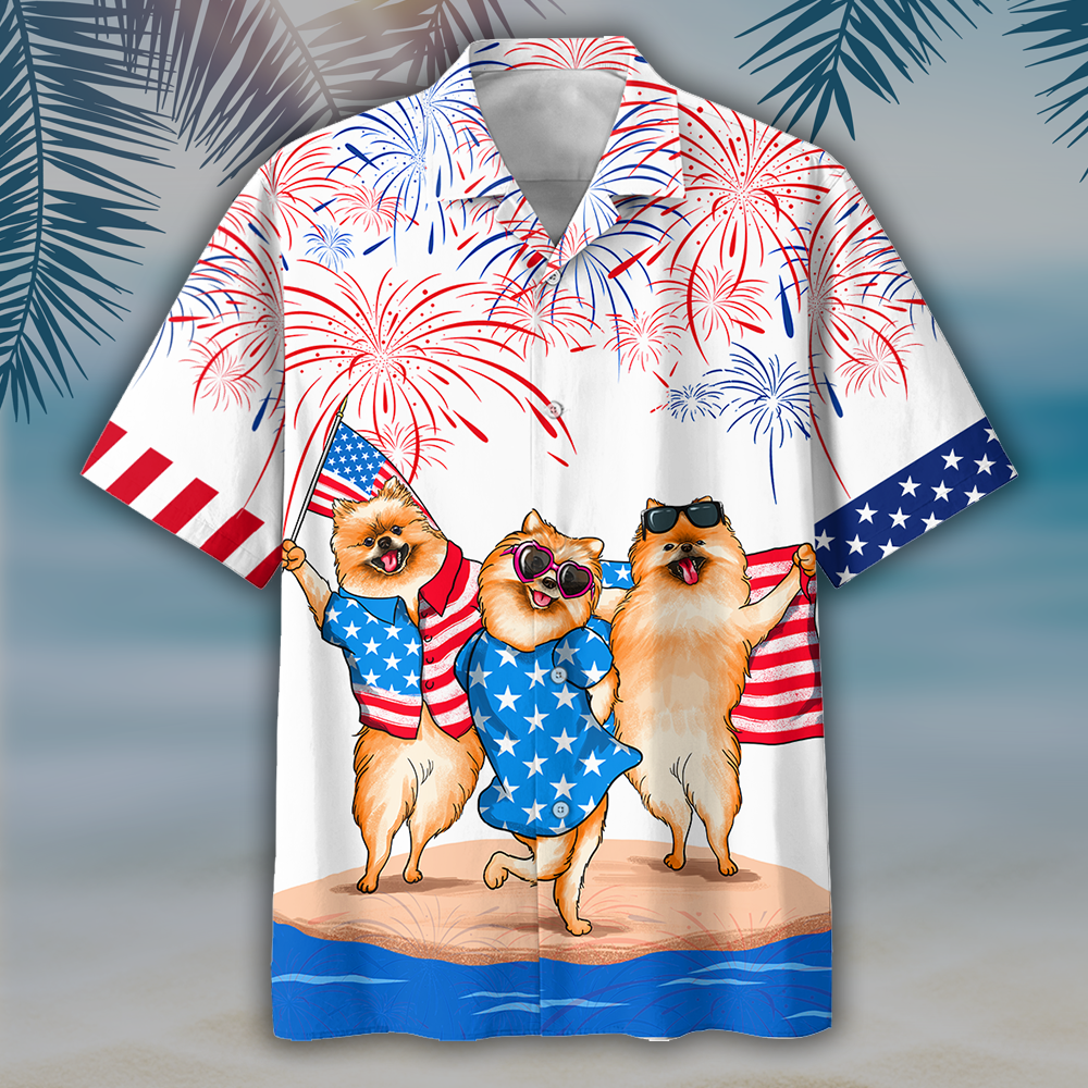 NEW Pomeranian Independence Day Is Coming White Hawaii Shirt, Shorts
