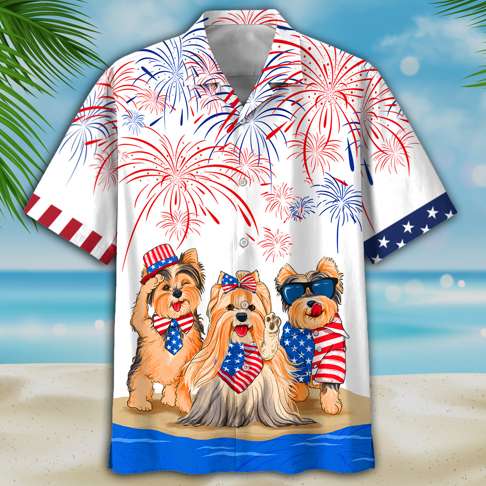 NEW Yorkshire Terrier Independence In Comping Hawaii Shirt, Shorts